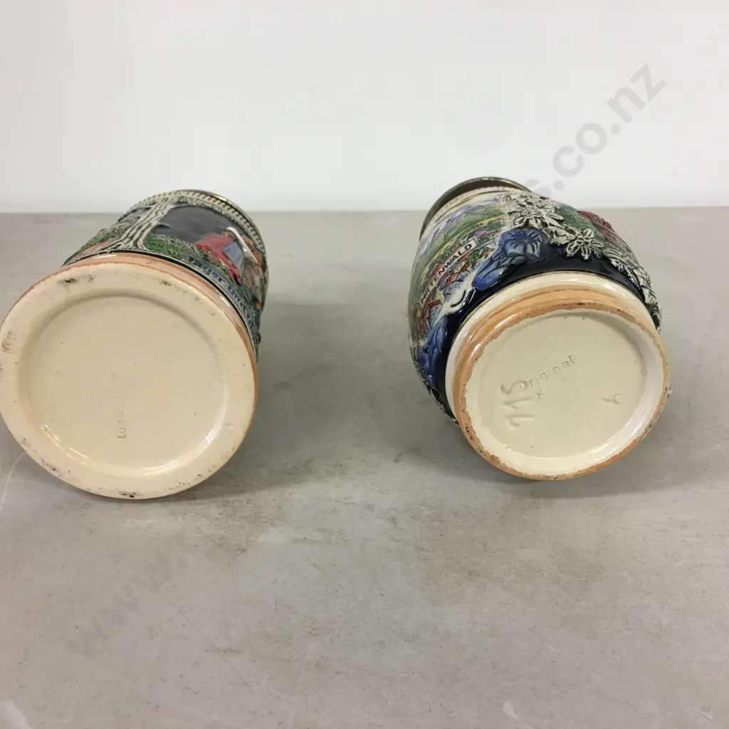Vintage German Lidded Steins x2  Image 1++